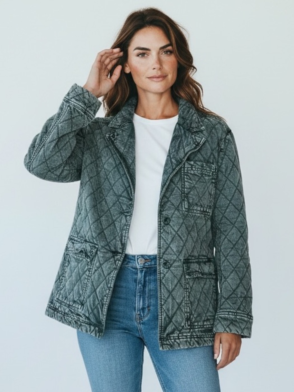 Young Fabulous & Broke Walker
Quilted Denim Jacket Mineral
Black Size M